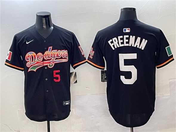 Mens Los Angeles Dodgers #5 Freddie Freeman Black Mexico Limited Stitched Jersey